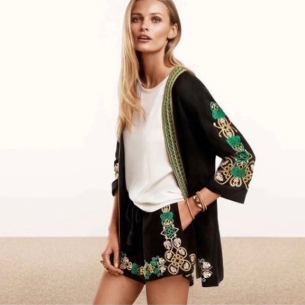 H&M Black Embroidered Shorts NWT